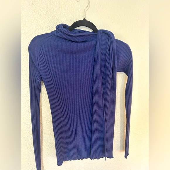 The Row Navy Blue Cashmere Wool Silk Sweater with Scarf - Picture 4 of 5